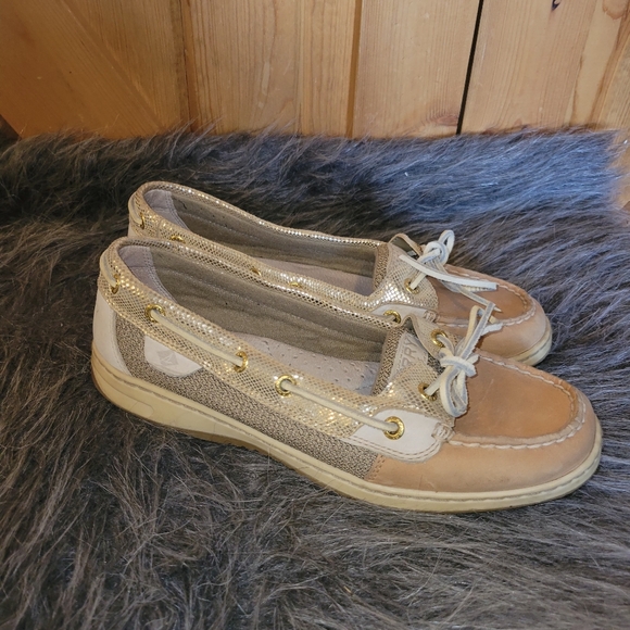 Sperry Gold Shimmer "Boat Shoe" Womens Size 8m - Picture 2 of 9